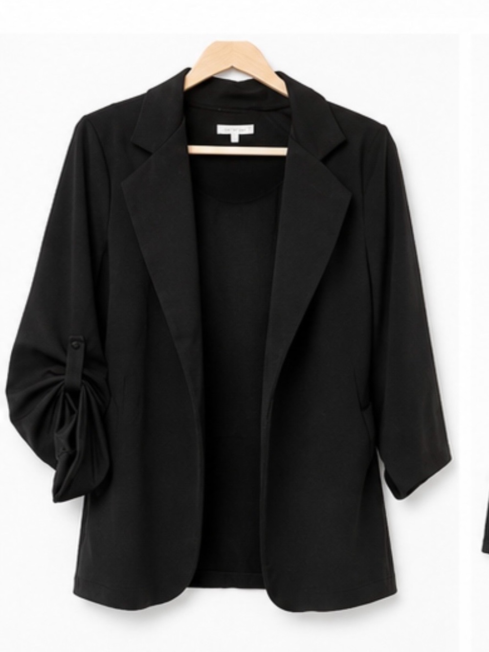 Andree Black Open-Front Draped Blazer